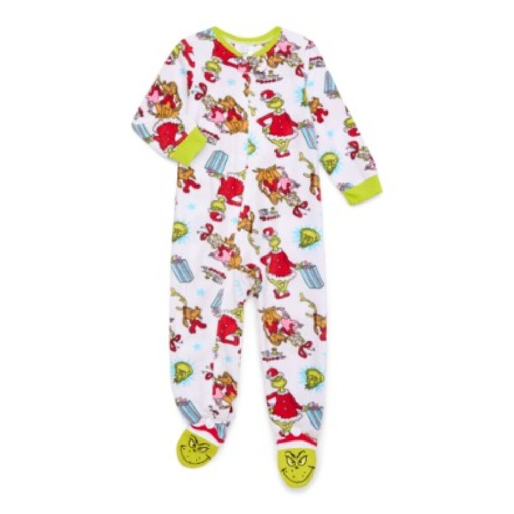 Dr. Seuss' How The Grinch Stole X-Mas Toddler Fleece Onesie One-Piece Sleeper 3T